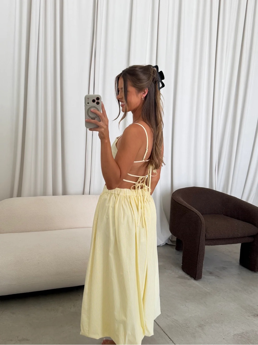 Sleeveless Back-Tie Yellow matching set